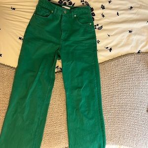 Zara green wide leg jeans